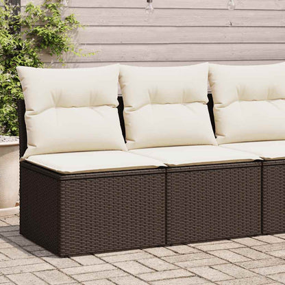 Set Divano Giardino 4 pz con Cuscini Marrone Polyrattan Acacia