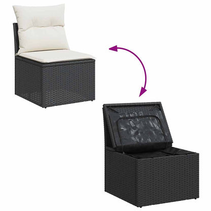 Set Divani da Giardino con Cuscini 2 pz Nero Polyrattan Acacia