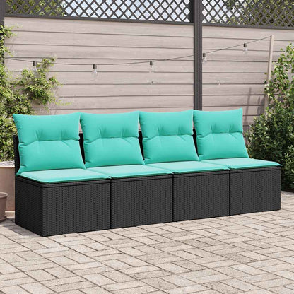 Set Divani da Giardino con Cuscini 2 pz Nero Polyrattan Acacia