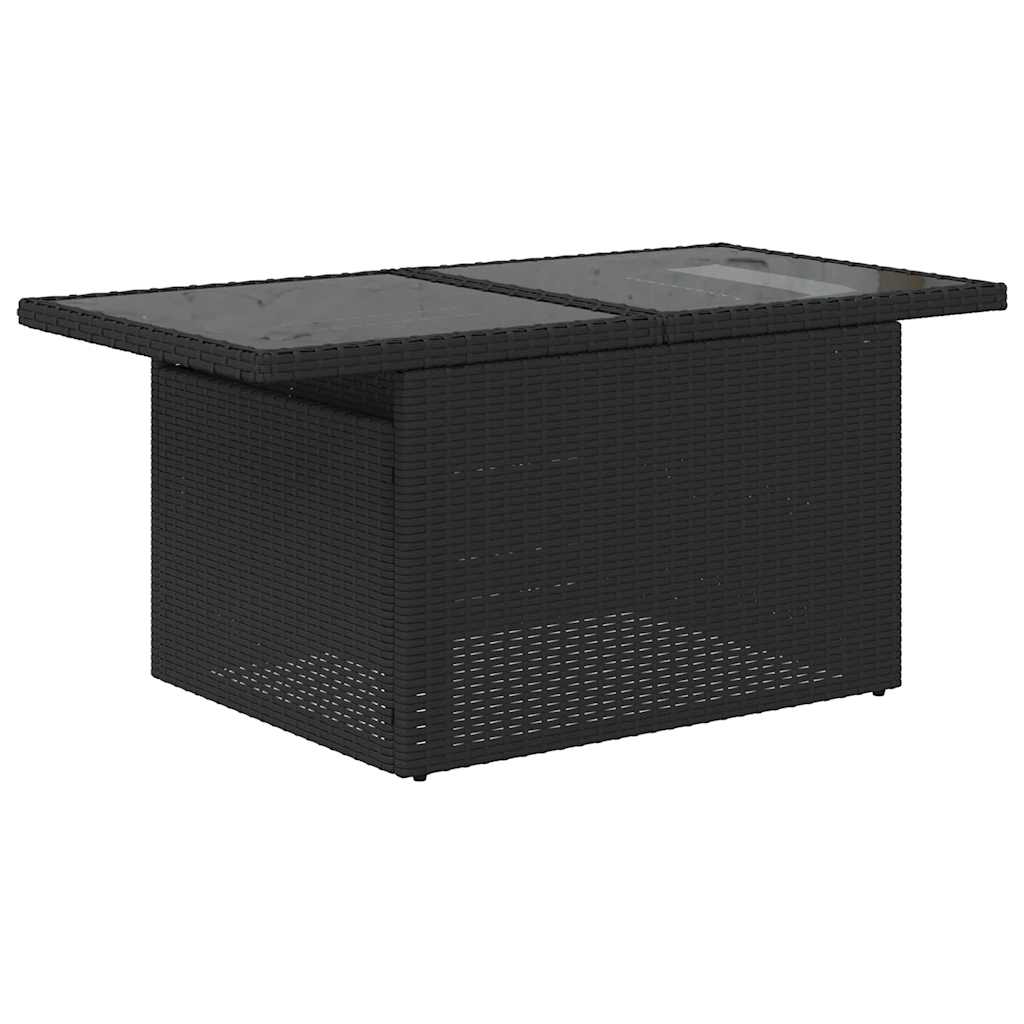 Set Divano da Giardino 6 pz con Cuscini Nero Polyrattan Acacia