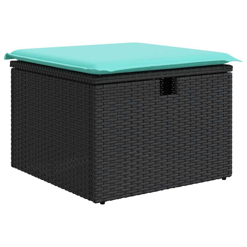 Set Divani da Giardino con Cuscini 8pz Nero Polyrattan Acacia