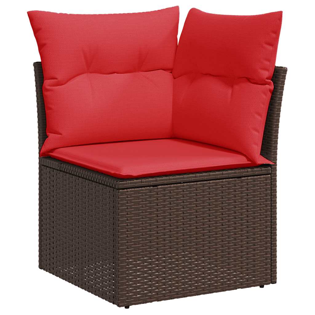 Set Divani Giardino 7 pz con Cuscini Marrone Polyrattan Acacia