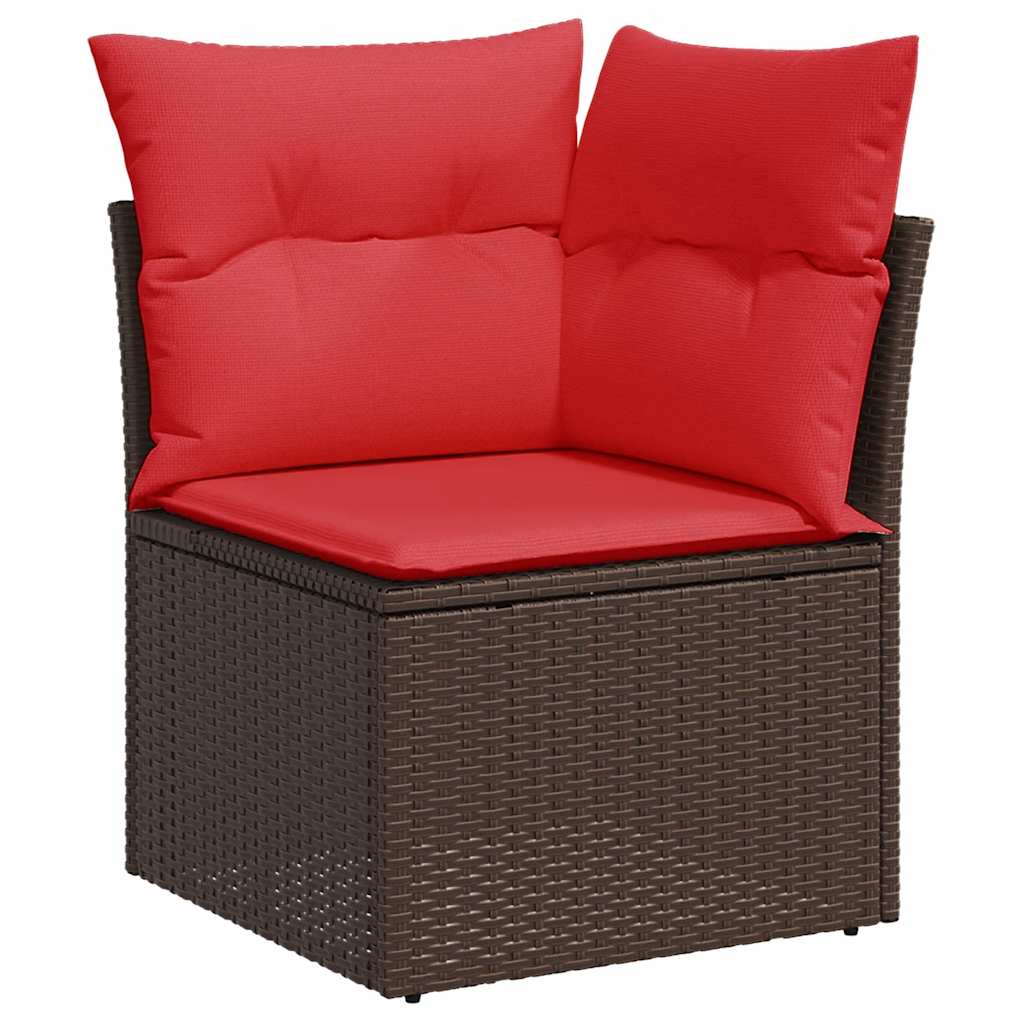 Set Divano Giardino 6 pz con Cuscini Marrone Polyrattan Acacia
