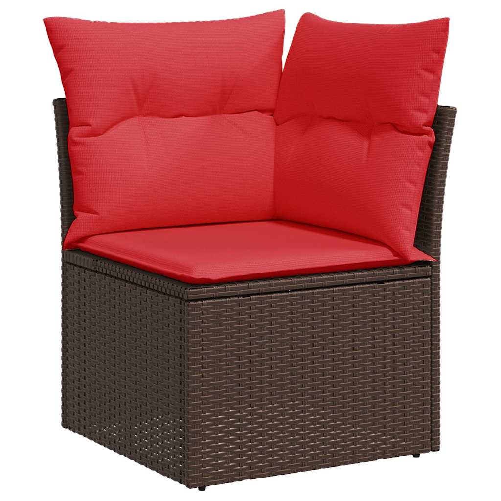 Set Divani Giardino 9 pz con Cuscini Marrone Polyrattan Acacia
