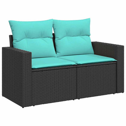 Set Divani da Giardino con Cuscini 8pz Nero Polyrattan Acacia