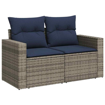 Set Divani da Giardino 8pz con Cuscini Grigio Polyrattan Acacia