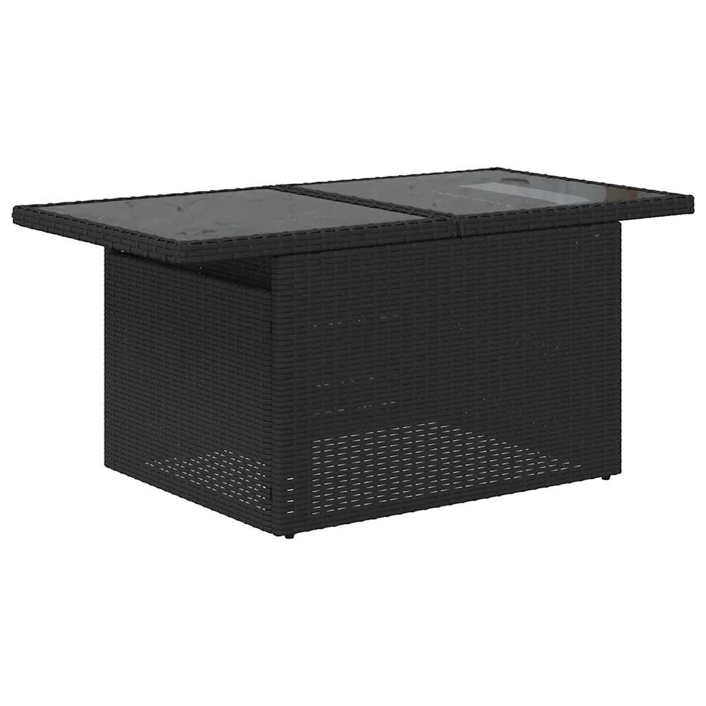 Set Divano da Giardino 5 pz Cuscini Nero Polyrattan e Acacia