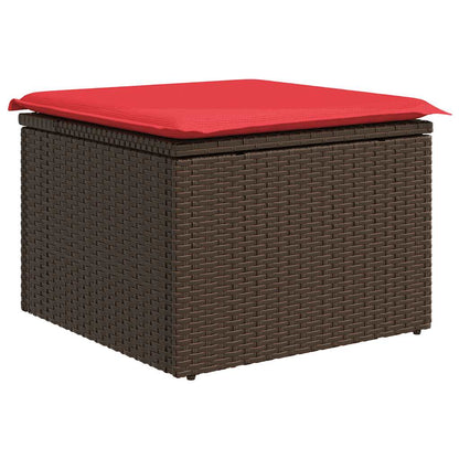 Set Divano da Giardino 6pz con Cuscini Marrone Polyrattan Acacia