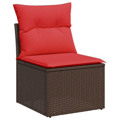 Set Divani Giardino 8 pz con Cuscini Marrone Polyrattan Acacia