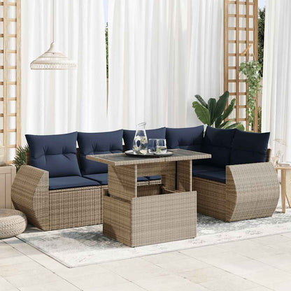 Set Divano da Giardino 6pz con Cuscini Grigio Polyrattan Acacia