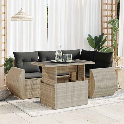 Set Divano da Giardino 6pz con Cuscini Grigio Chiaro Polyrattan