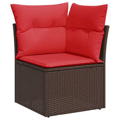 Set Divano Giardino 6 pz con Cuscini Marrone Polyrattan Acacia