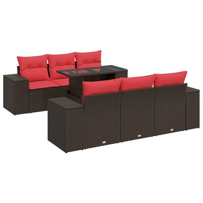Set Divani Giardino 7 pz con Cuscini Marrone Polyrattan Acacia