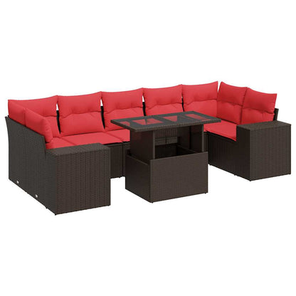 Set Divani Giardino 8 pz con Cuscini Marrone Polyrattan Acacia