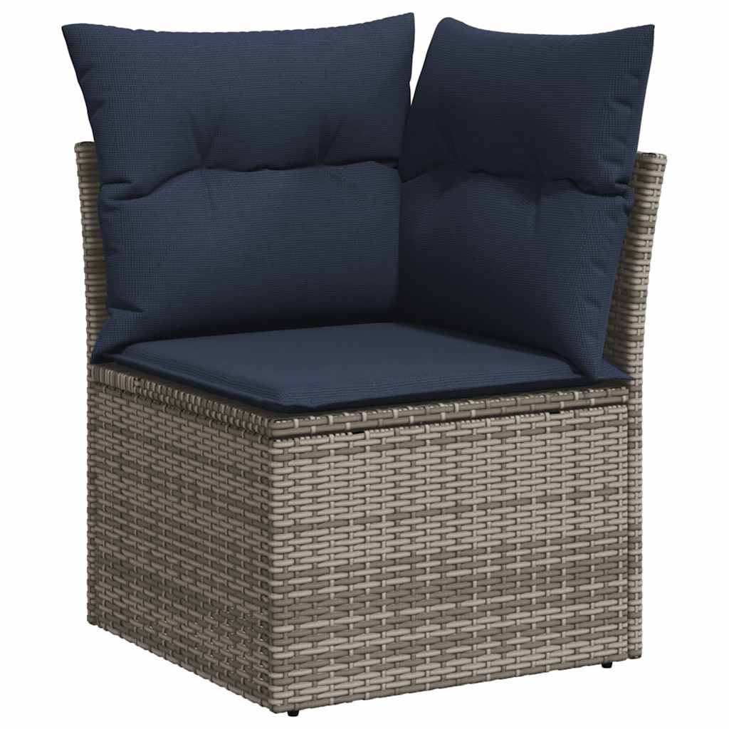Set Divano da Giardino 5pz con Cuscini Grigio Polyrattan