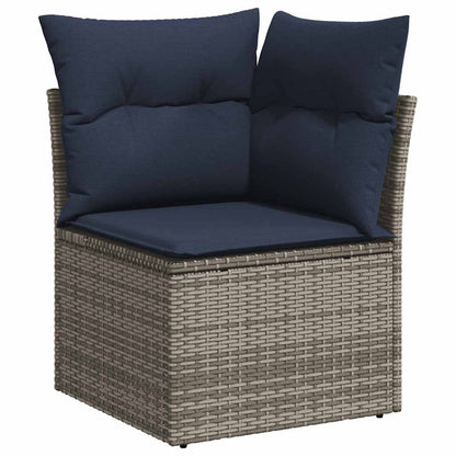 Set Divano da Giardino 5pz con Cuscini Grigio Polyrattan
