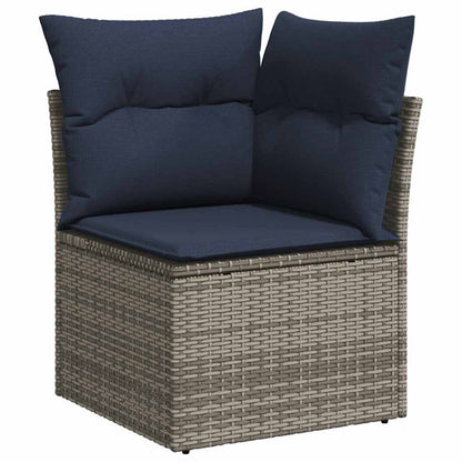 Set Divani Giardino 7 pz con Cuscini Polyrattan Grigio Acacia