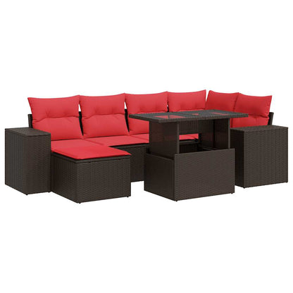 Set Divani Giardino 9 pz con Cuscini Marrone Polyrattan Acacia