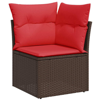 Set Divani Giardino 10 pz con Cuscini Polyrattan Marrone Acacia