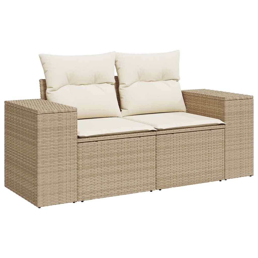 Divano da Giardino 10 pz con Cuscini Beige in Polyrattan Acacia