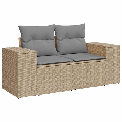 Divano da Giardino 10 pz con Cuscini Beige in Polyrattan Acacia