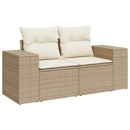 Divano da Giardino 10 pz con Cuscini Beige in Polyrattan Acacia