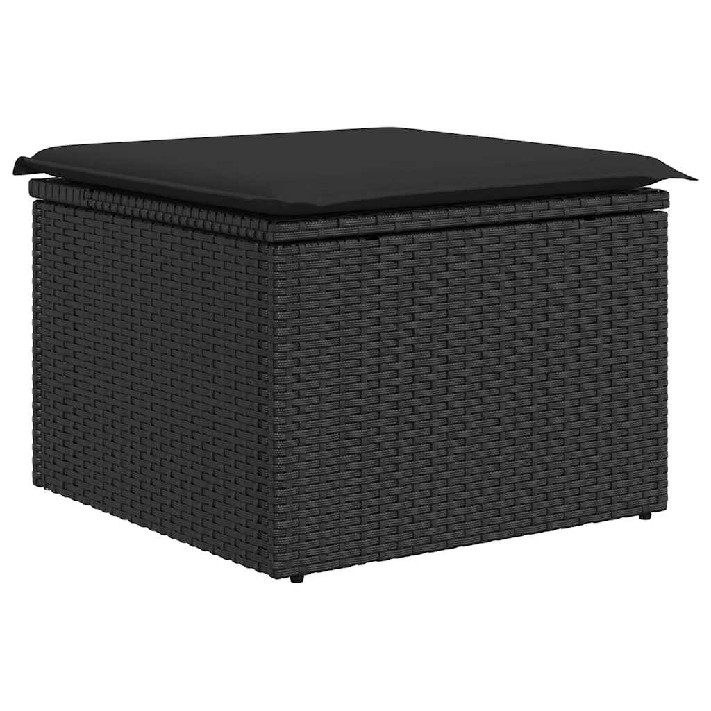Set Divano da Giardino 6 pz con Cuscini Nero Polyrattan Acacia