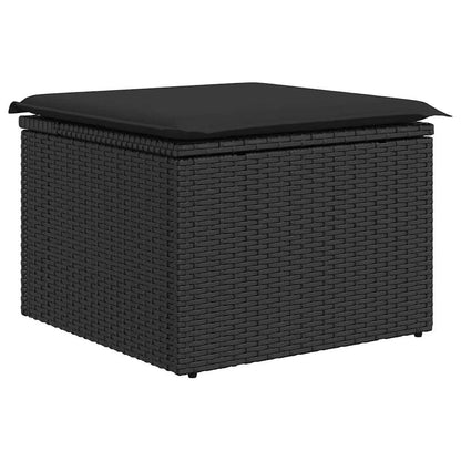 Set Divano da Giardino 6 pz con Cuscini Nero Polyrattan Acacia