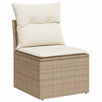 Set Divani da Giardino 11pz con Cuscini Beige Acacia Polyrattan