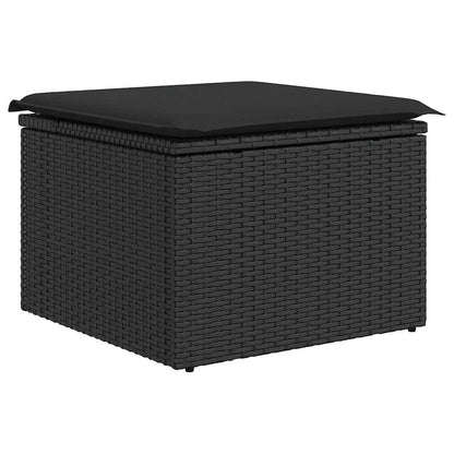 Set Divano da Giardino 6 pz con Cuscini Nero Polyrattan Acacia