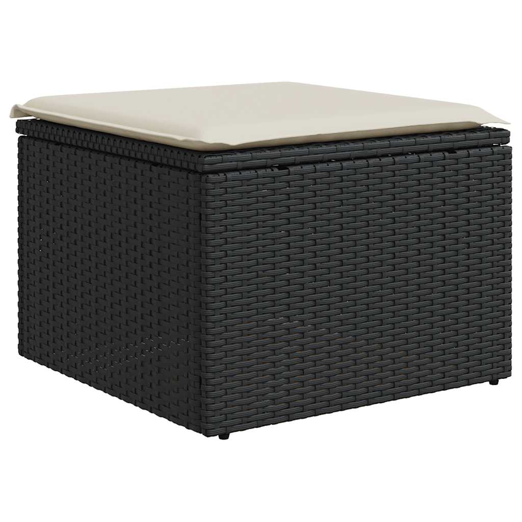 Set Divano da Giardino 6 pz con Cuscini Nero Polyrattan Acacia