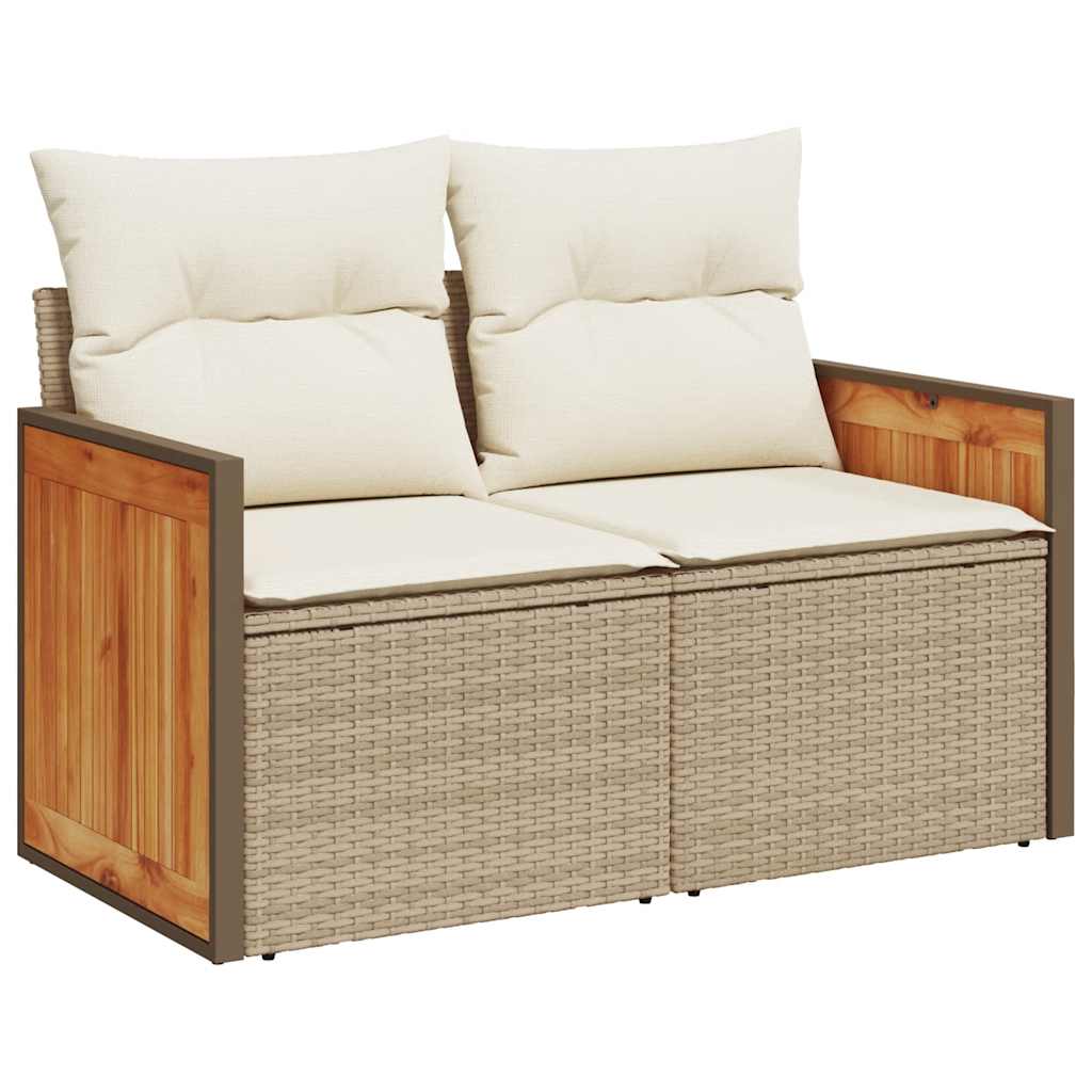 Set Divani da Giardino 7 pz con Cuscini Beige Polyrattan Acacia