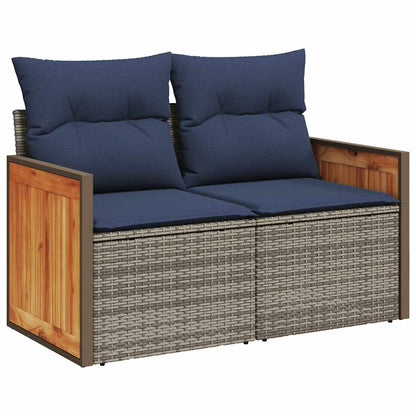 Set Divani Giardino 8 pz con Cuscini Marrone Polyrattan Acacia
