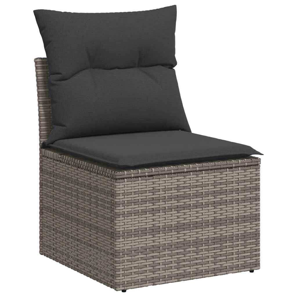 Set Divani Giardino 11 pz con Cuscini Polyrattan Acacia Grigio