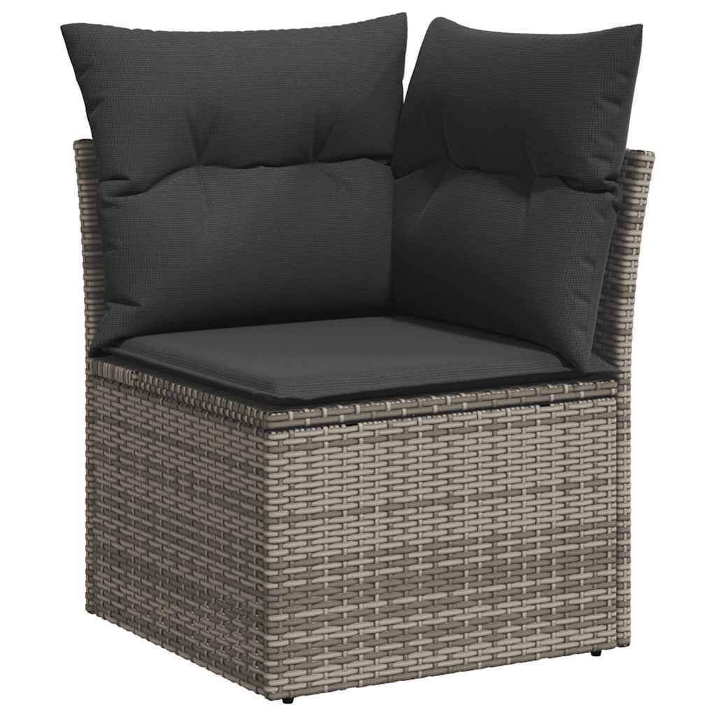 Set Divani Giardino 11 pz con Cuscini Polyrattan Acacia Grigio