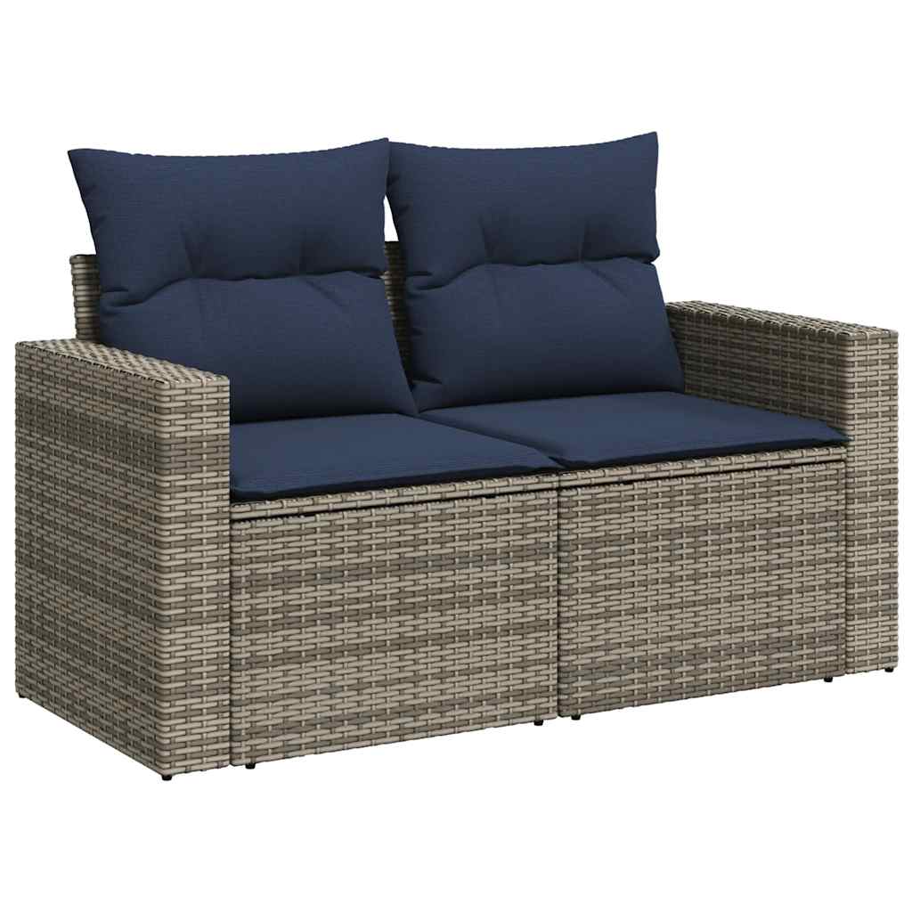 Set Divani Giardino 9 pz con Cuscini Grigio Polyrattan