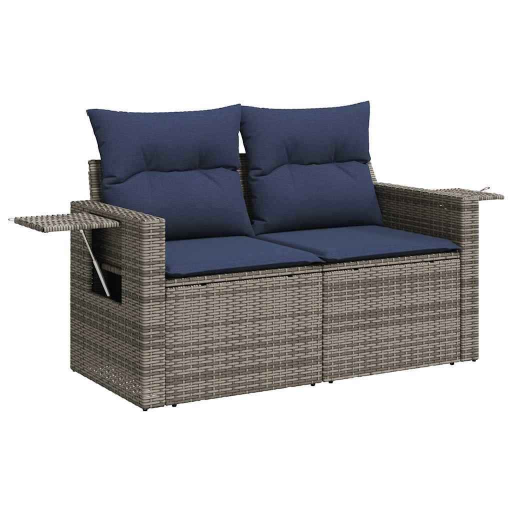 Set Divani Giardino 7 pz con Cuscini Grigio Polyrattan Acacia