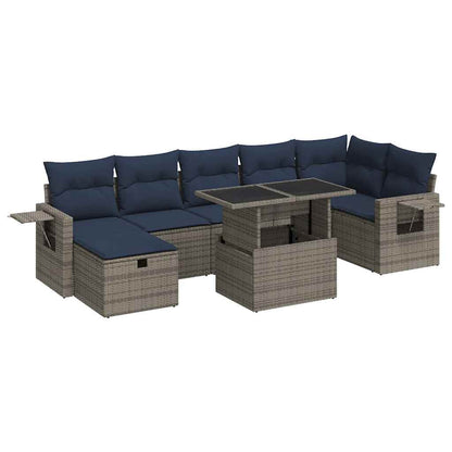 Set Divani Giardino 8 pz con Cuscini Grigio Polyrattan