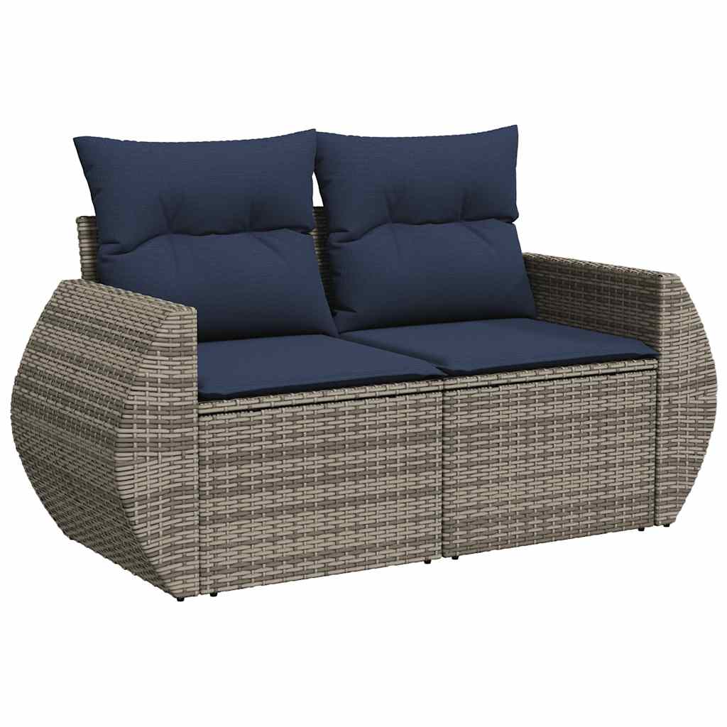 Set Divani Giardino 7 pz con Cuscini Grigio Polyrattan Acacia