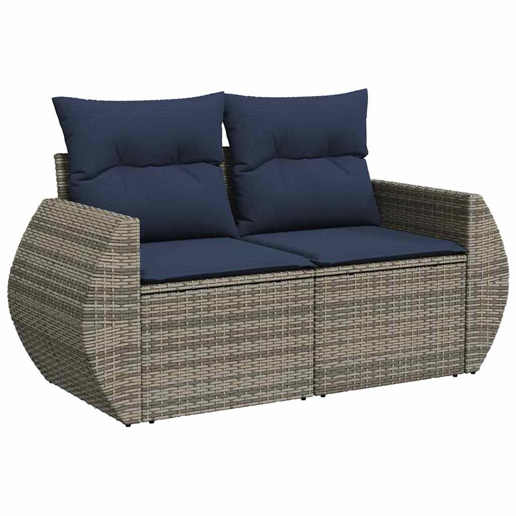 Set Divani Giardino 8 pz con Cuscini Grigio Polyrattan Acacia