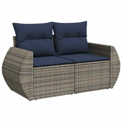 Set Divani Giardino 8 pz con Cuscini Grigio Polyrattan Acacia