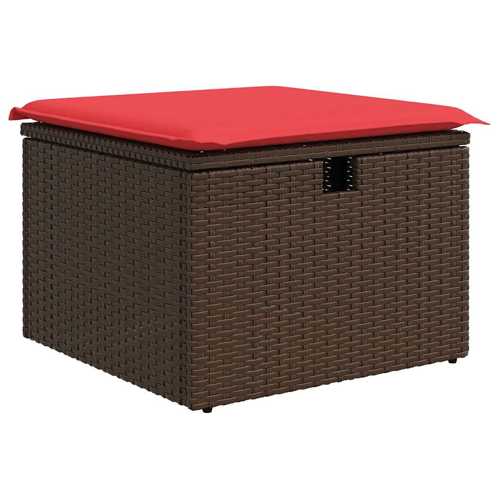 Set Divano da Giardino 6 pz con Cuscini Marrone Polyrattan