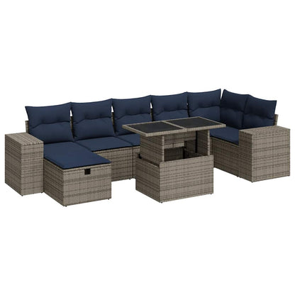 Set Divani Giardino 8 pz con Cuscini Marrone Polyrattan Acacia
