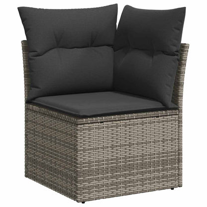 Set Divani da Giardino 7pz con Cuscini Grigio Polyrattan Acacia