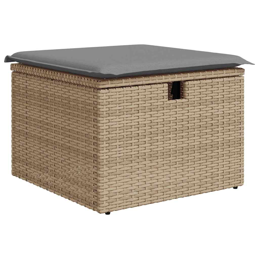 Set Divano da Giardino 9 pz con Cuscini Beige Polyrattan Acacia