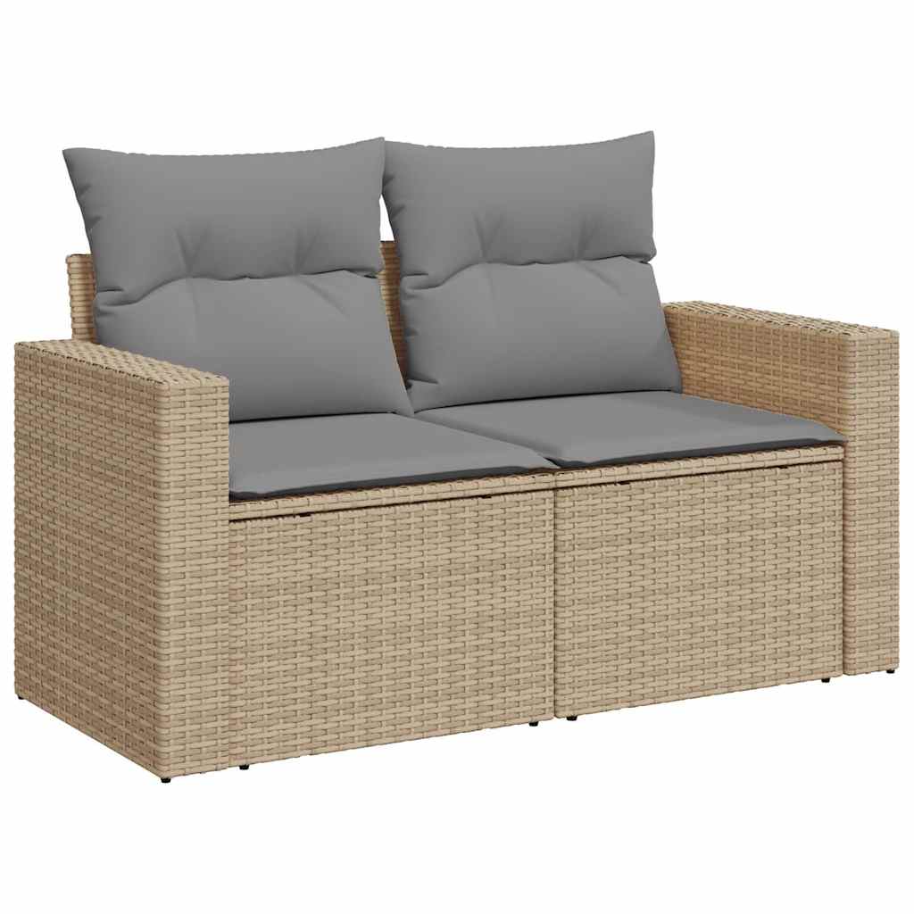 Set Divano da Giardino 6 pz con Cuscini Beige Polyrattan Acacia