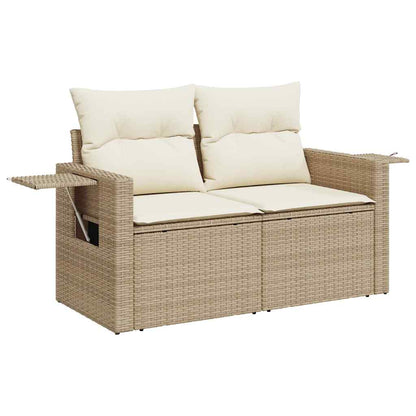 Set Divano da Giardino 8 pz con Cuscini Beige Polyrattan Acacia