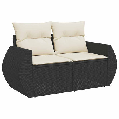 Set Divani da Giardino con Cuscini 8 pz Nero Polyrattan Acacia