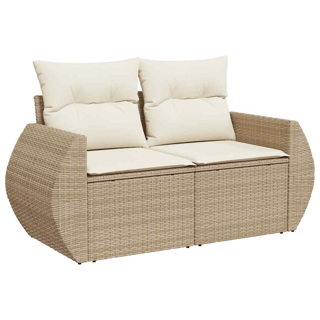 Set Divano da Giardino 8 pz con Cuscini Beige Polyrattan Acacia