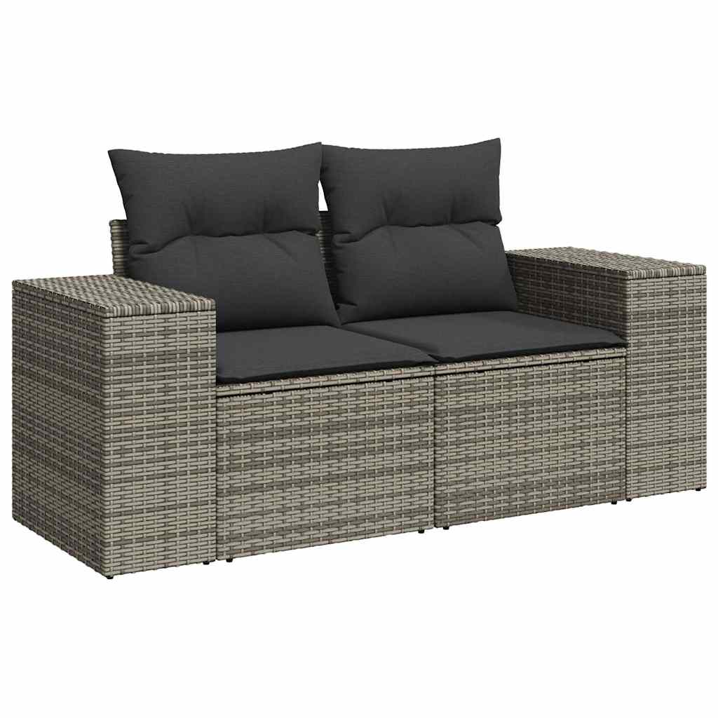 Set Divano da Giardino 6pz con Cuscini Grigio Polyrattan Acacia